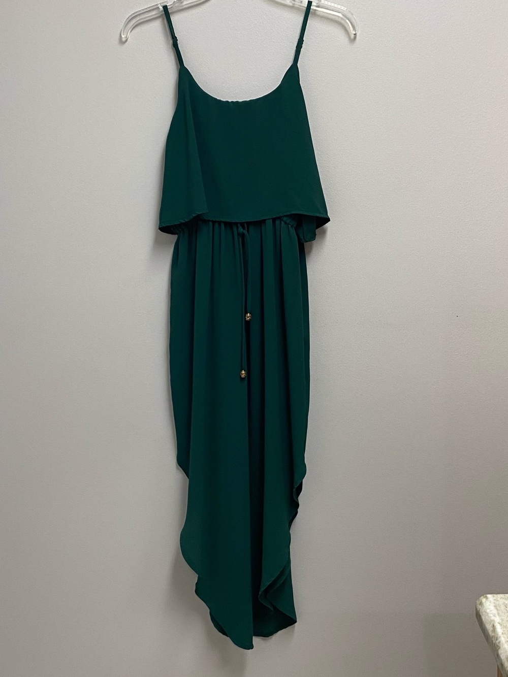Sleeveless Green Asymmetric Hem Dress XL